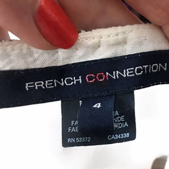 French Connection White & Brass Bead Cotton Dress Size 4 - Picture 9 of 9